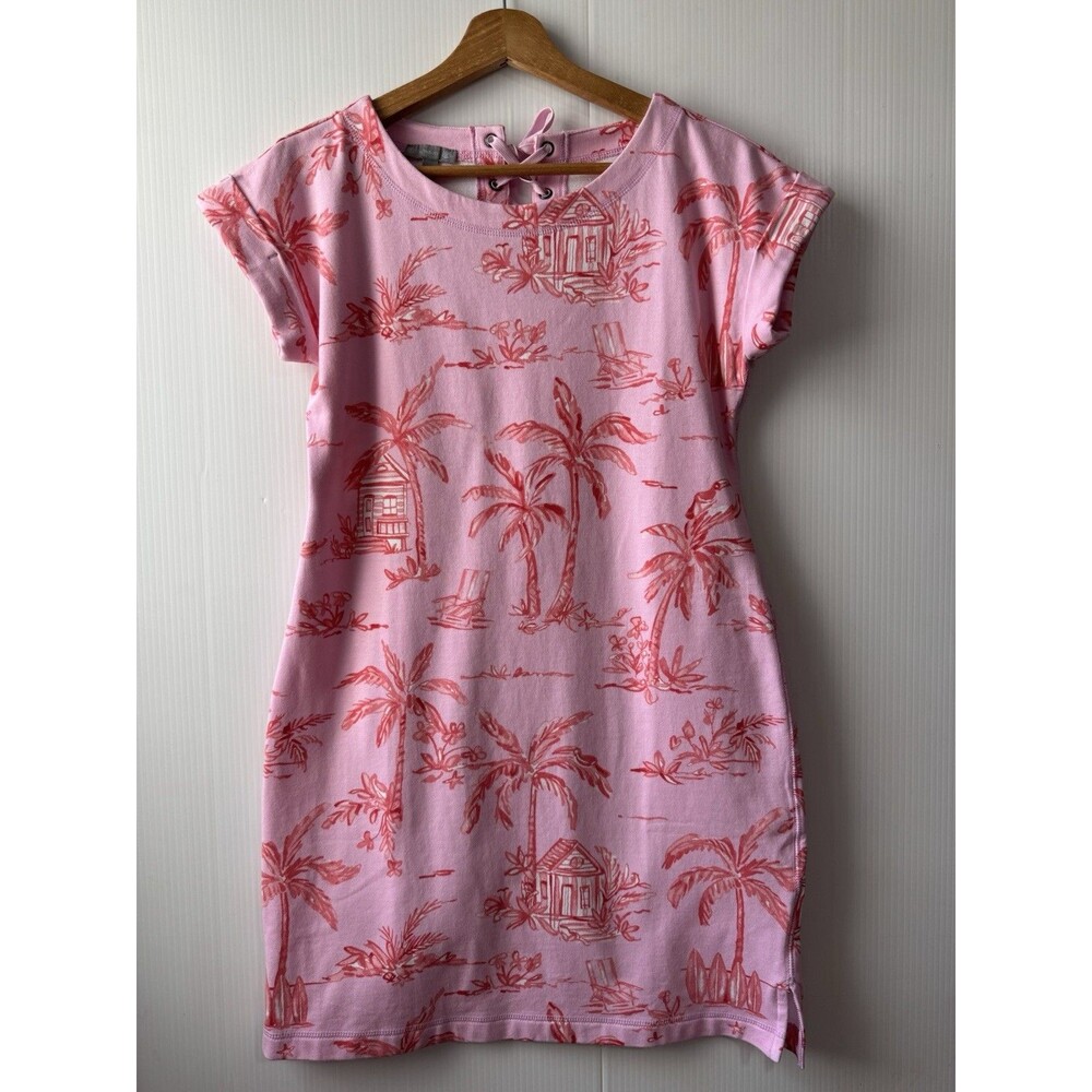 Talbots Short Sleeve French Terry Dress Pink Beach Villa Upf 50+ Sz P Women’s